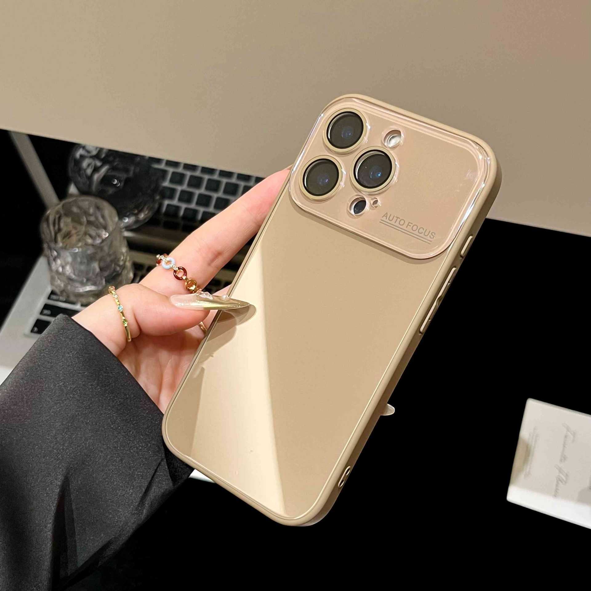 

IPhone 17 16 15 14ProMax Ultra Thin Glass Case, Large Display Crystal Clear Cover with Cool Touch & Camera Lens Protection, Minimalist Phone Shell iPhone 17promax кавовий