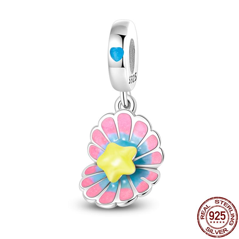 Plata De Ley Christmas Heart Flower Cat Paw Mother Child Girl Charms Fit Original 3Mm Bracelet Jewelry For Women