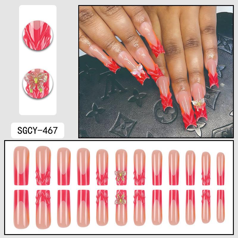 O8 Long Nail Art Tips - European & American High-End Wearable Summer Stickers
