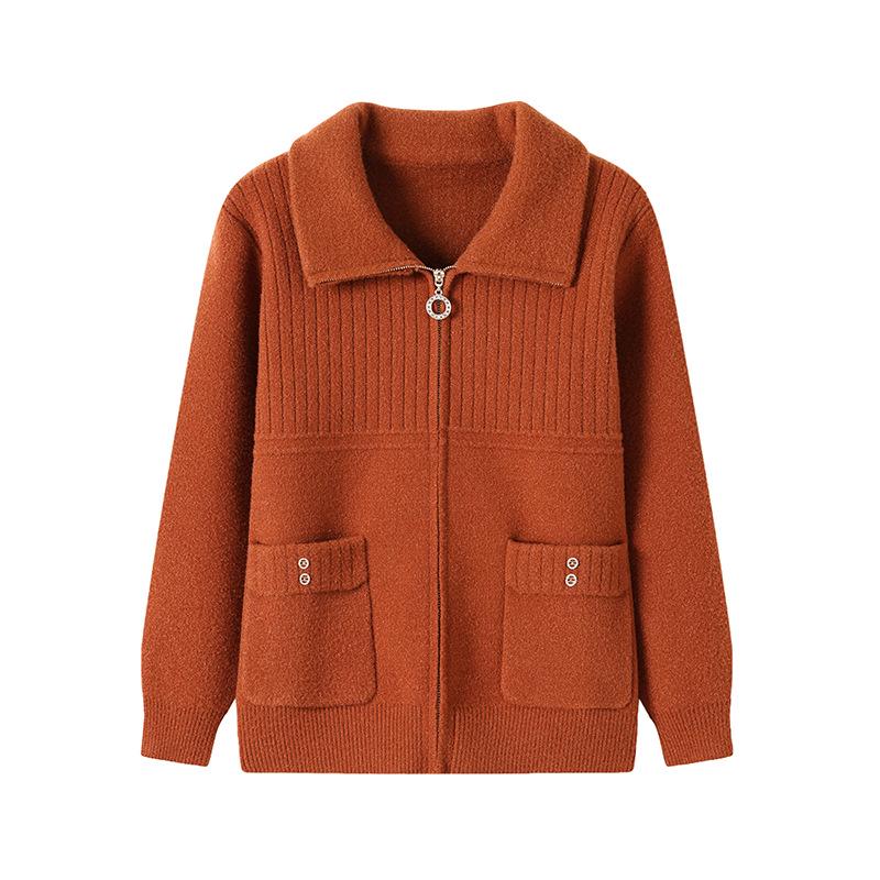 Spring Cardigan for Women - Middle-Aged to Elderly, Long-Sleeved Top for Moms and Grandmas