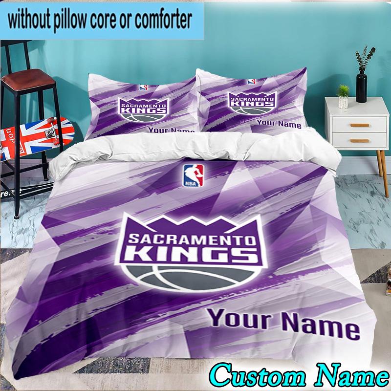 Custom Name 3PCS Kings Basketball Team Logo Bedding Set,Including Duvet Cover And 2pcs Pillowcases Perfect for Bedroom,Dormitory,Fan Christmas gift