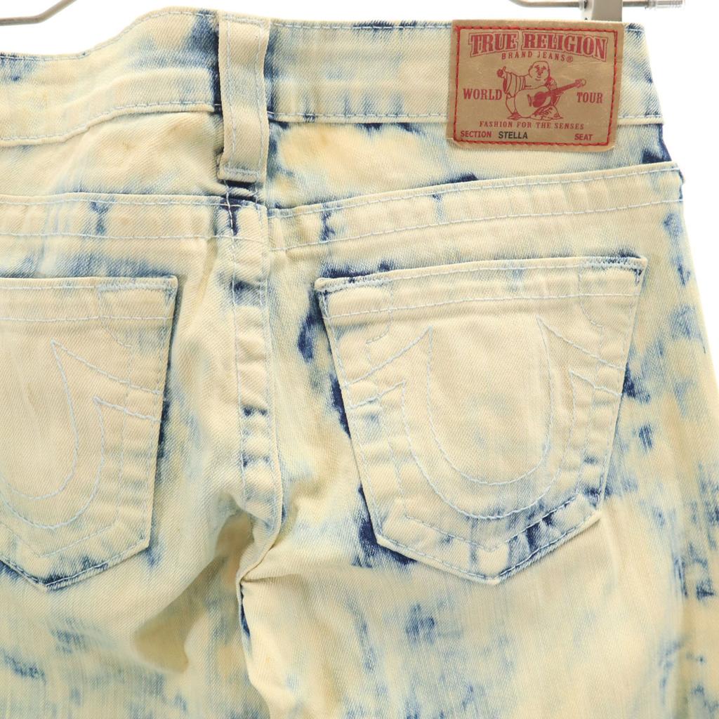 True Religion Crash Machining Skinny Denim Pants W24 Chemical Wash Jeans Women Used