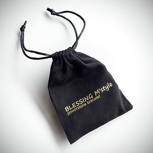 [BLESSING M'style] Natural Stone Power Stone Bracelet, Four Gods Bracelet, Morion, Matte Onyx, Silver-Engraved Onyx, Includes Luxury Suede Drawstring