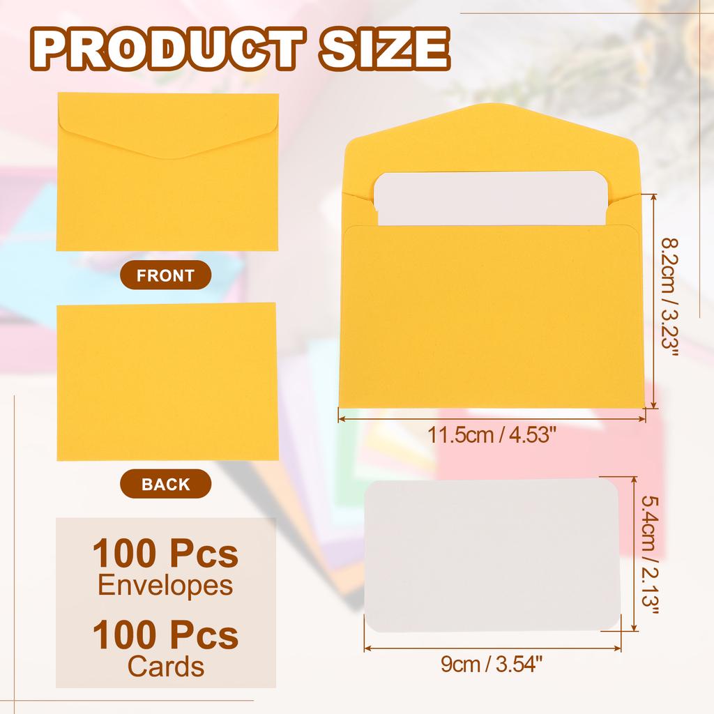 100 Set Mini Buste con Cartoncini Vuoti 9x5,4cm Cartoncini Vuoti e Buste 11,5x8,2cm per Regalo Invito Matrimonio Laurea