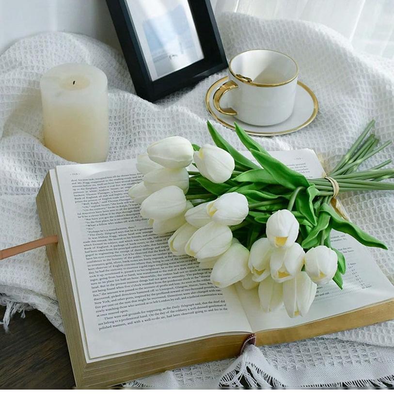 Elegant Artificial Tulip Flowers, Leaf Decorations, Perfect for Weddings, Photography Props, Home & Bedroom Decoration Gifts