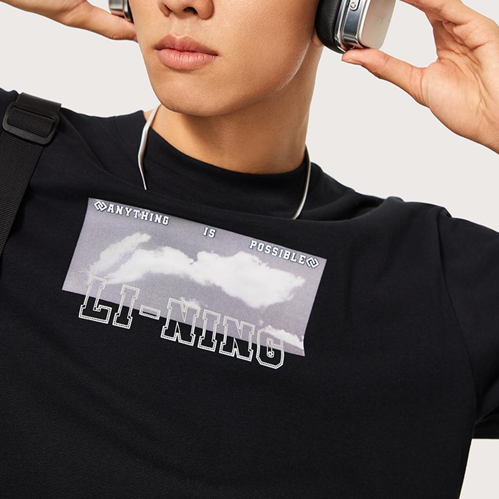 Li-Ning Loose Knit Short Sleeve T-Shirt Men Tops Black AHSU555-3