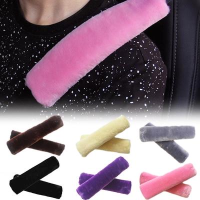 2pcs Car Seat Belt Cover Seatbelt Shoulder Pad Cushions Universal Seatbelt Car Covers Styling Strip Fluffy Harness Winter Bag