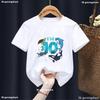 New Ocean Shark and Dolphin 2-10 Number Birthday for Boy/Girl Tshirt, 2025 Summer White Kids Short Sleeve Tops Birthday Gift