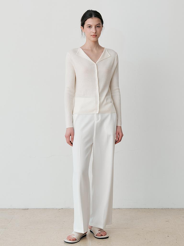 LE STUDIO Straight Wide Slacks (Wh)