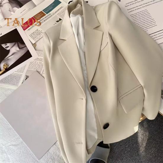 Women's Suit Spring Autumn Female Top Office Lady Blazer Loose Fit Thin Jacket Lapel Collar Coat for Work Leisure Time