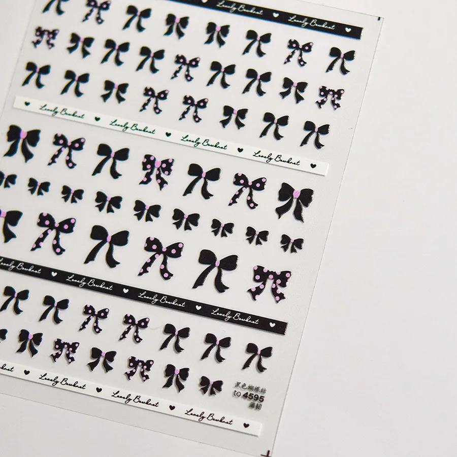 Luxury Black French Curve 5D Nail Art Sticker Asymmetric Artistic Lines Broken Pattern Fragments Self Adhesive Manicure Decal