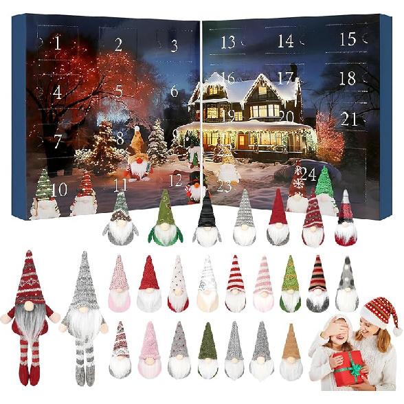Gnome Advent Calendar 2025,24 Days Christmas Gnome Countdown Calendar with 24 Handmade Plush Christmas Gnomes Decorations,Christmas Tree Hanging