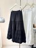 Korean-Style Black Layered Ruffled Lace Long Skirt - Women's Spring/Summer 2026