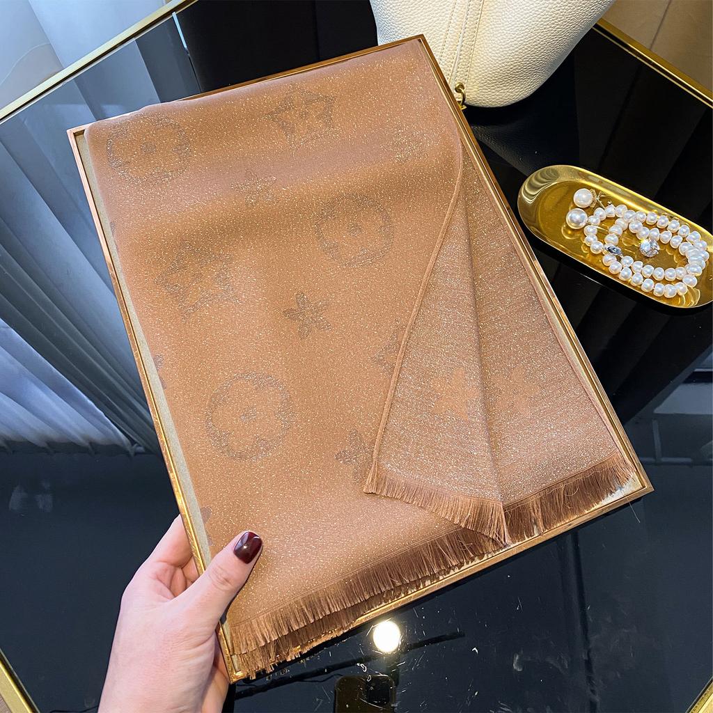 Summer Pentagram Imitation Silk Sunscreen Silk Scarf Printed Beach Towel Shawl Travel Women'S Tencel Cotton Scarf