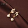 2Pcs/Set Women Jewelry Set Imitation Pearl Rhinestones Inlaid Necklace Drop Earrings Set Wedding Accessories