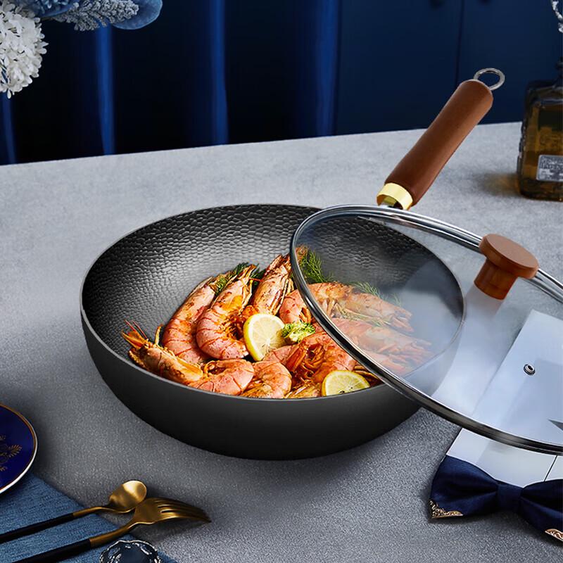 Wenlunshan 32cm Hammered Refined Iron Non-stick Wok