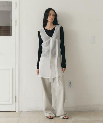 Loutaideu Sheer Layered Dress [White]
