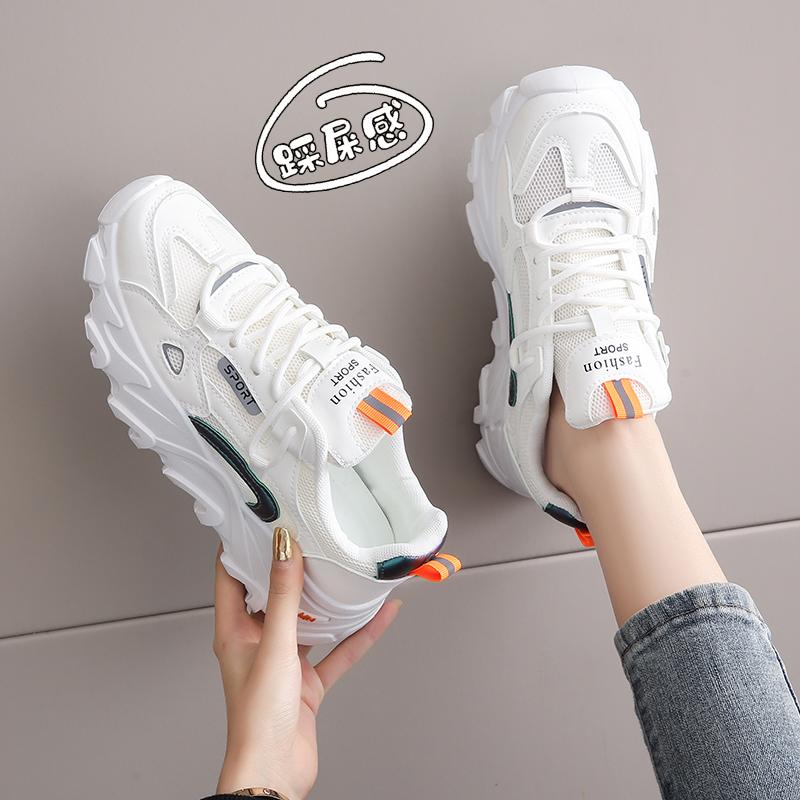 Dad shoes leather surface spring and summer new sports shoes student lightweight soft-soled running shoes