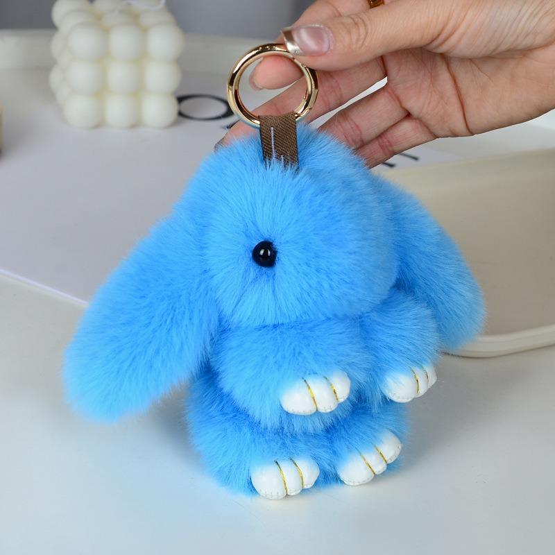 

Bunny Pluff Keychain Women Fur Pom Pom Angel Rabbit Key Ring Hare Plush Dolls Toy Girls Bag Car Key Pendant Kids Xmas Gift