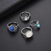 European & American Style Retro Gemstone Ring Set - 4 Piece Women's Collection