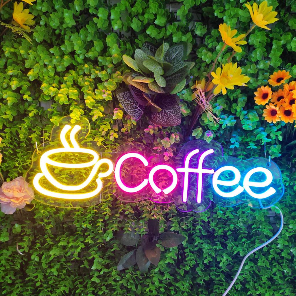 Creative Coffee Neon LED Lamp - Luminous Teacup Sign for Bar and Cafe Decor
