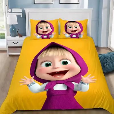 Masha a medvědi 3D potisk povlaku na přikrývku povlaku na polštář souprava povlečení Twin Full Queen King pro dekoraci ložnice