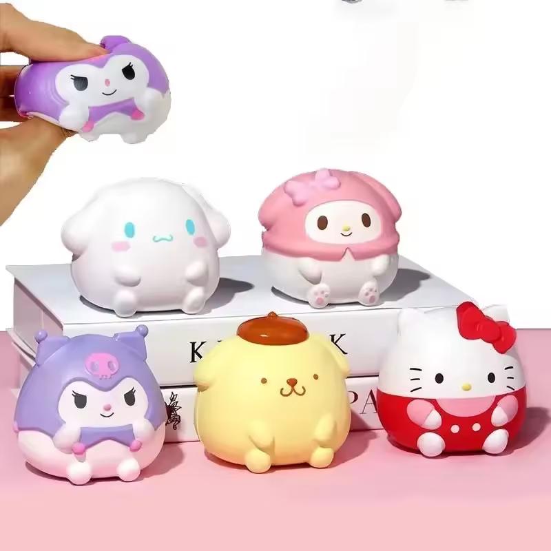 Sanrio Cute Stress Relief Toys Cinnamoroll Kawaii Plush Anime Cartoon Kids Stress Relieving Handheld Therapy Figurine Gift