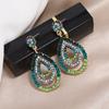 S925 silver needle niche baroque retro personalized crystal stud earrings women's fashion versatile long temperament earrings