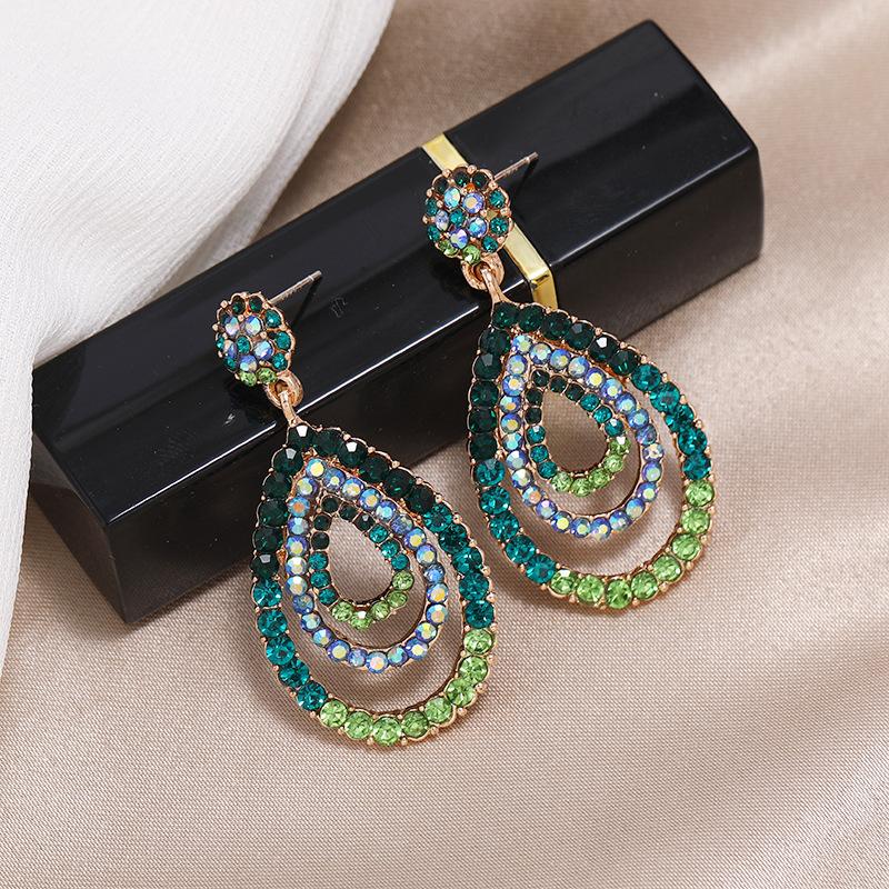 

S925 silver needle niche baroque retro personalized crystal stud earrings women s fashion versatile long temperament earrings