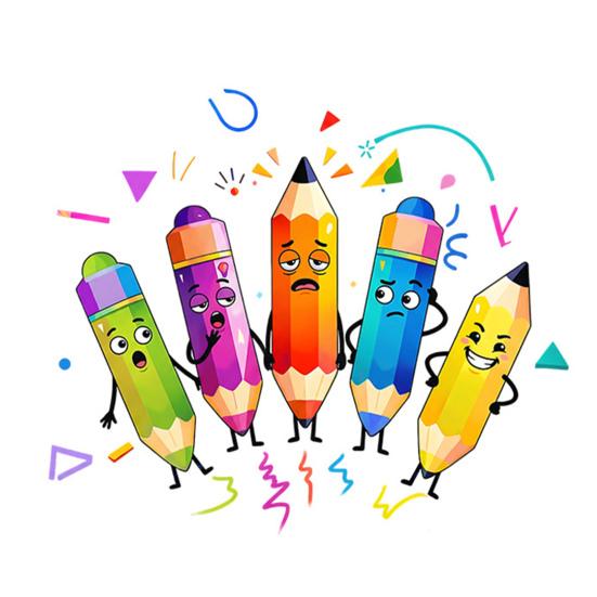 Colorful Pencils Wall Sticker Cartoon Kids Room Wall Decals Peel And Stick Classroom Wall Mural Art for Playroom Nursery Wall