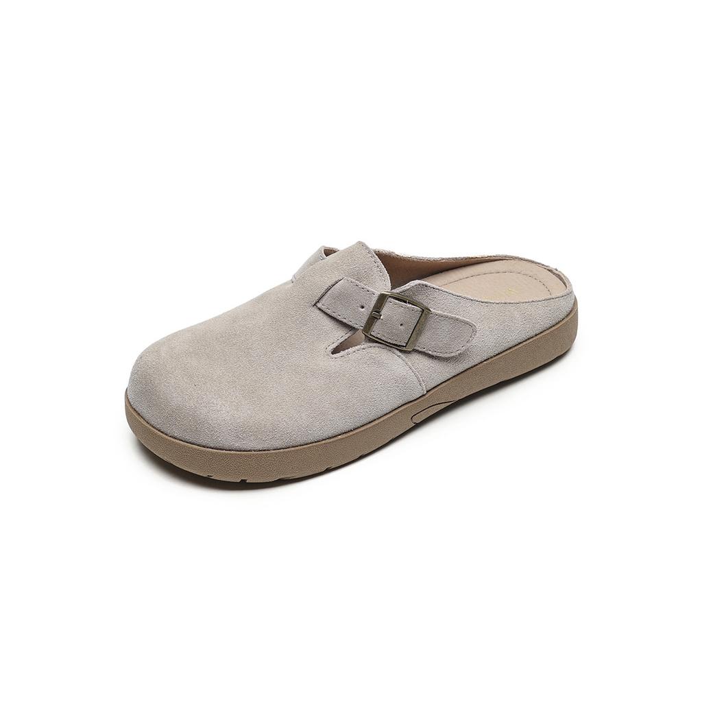 Thick-soled retro one-pedal outer wear bag head half slippers women's soft bottom