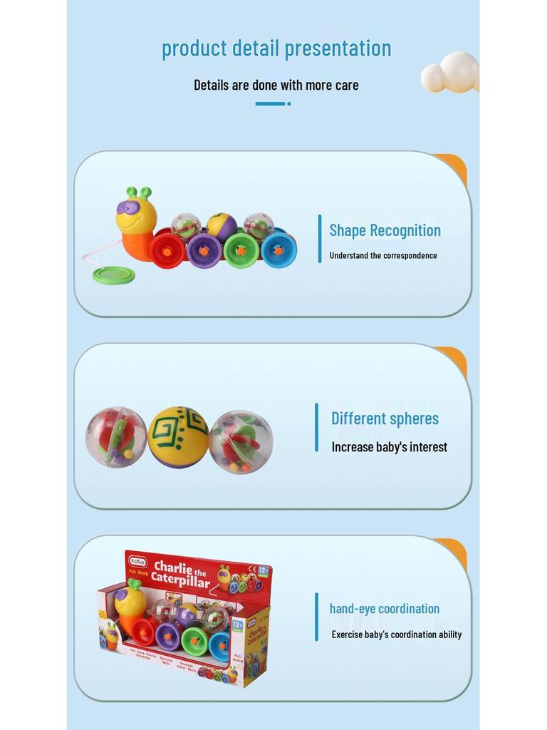 Farbenfrohes Greif-Raupenspielzeug für die Früherziehung (1-3 Jahre) - Fördert Spaß und Lernen bei der Farberkennung und Koordination