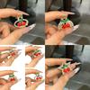 2Pcs Cherry Hairpin Small Side Claw Clip Sparkling Rhinestones Accent Zinc Hairpin For Women Girls Party Daily Use