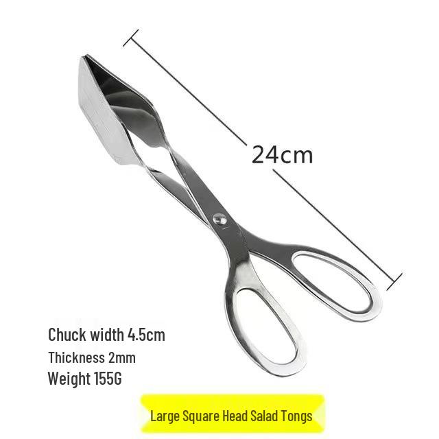8" Non-Magnetic Stainless Steel Scissor-Style Tongs for Food, Salad, Bread, Cake, and Buffet. 10" Thickened.