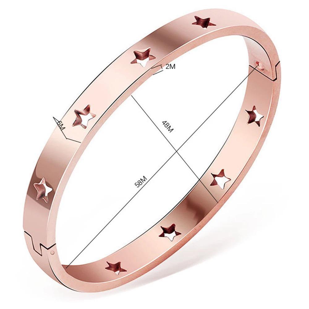 European American Star Hollow 6MM Titanium Steel Bracelet