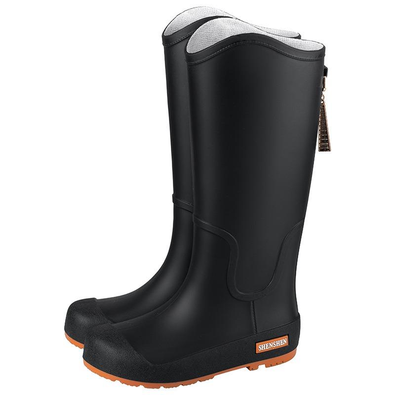 Fashion Rain Boots Women's High Rain Shoes Outdoor, Winter Waterproof and Warm Long Rain Boots