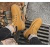 Men's Winter Martin Boots: Warm Velvet-Lined Outdoor Workwear In Retro Desert Yellow, Size 48.