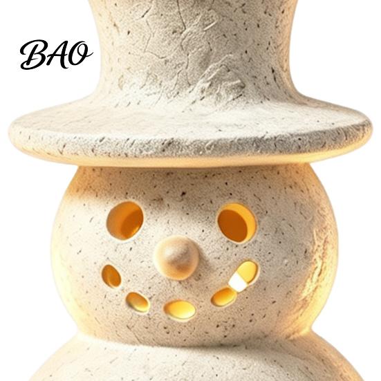 Christmas Snowman Statue Decorative Light, LED Light-up Hollow Figurine, Figurine with Lights Resin Night Lamp for Holiday Party Tabletop Decor