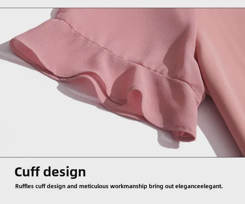 Women's Summer 2023 Stylish Loose-Fit Ruffled Chiffon Short Sleeve Blouse