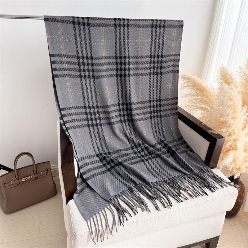 Houndstooth Scarf Men Women Autumn Winter Cashmere Scarves Wrap Student Fashion Thicken Warm Long Tassel Shawl Lady Bufanda