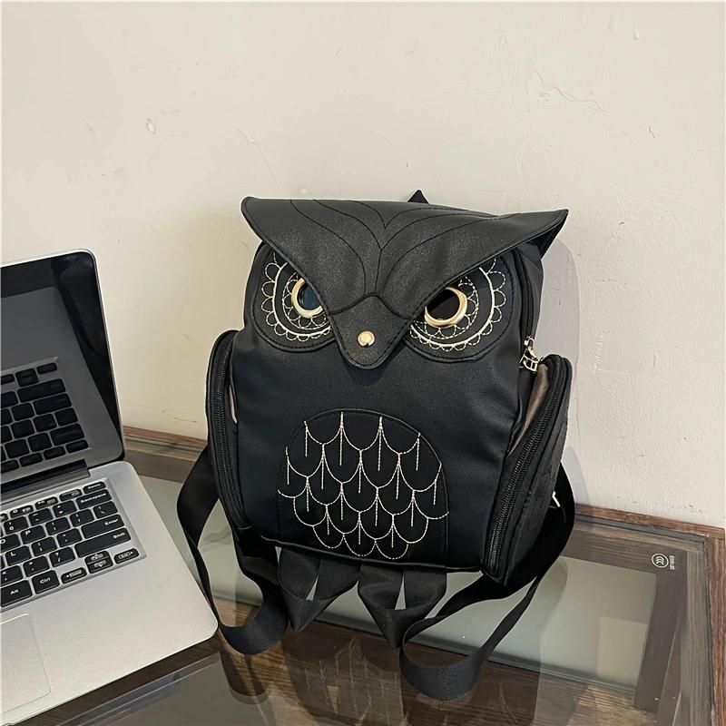 Owl Double Shoulder Bag for Women, PU Personalized Small Backpack, Travel Bag, Student Backpack.