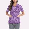Women's Cute Printed Work Clothes V-neck Double Layer Pockets Basic Short Sleeve Top Pullover Valentines