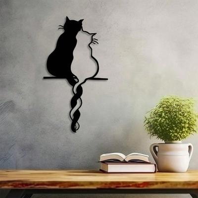 1 stk Finurlig Metal Kat Vægdekoration - Minimalistisk Kunst For Katteelskere - Indendørs/Udendørs Væghængning, Perfekt Gave Til Kattefans, Boligindretning