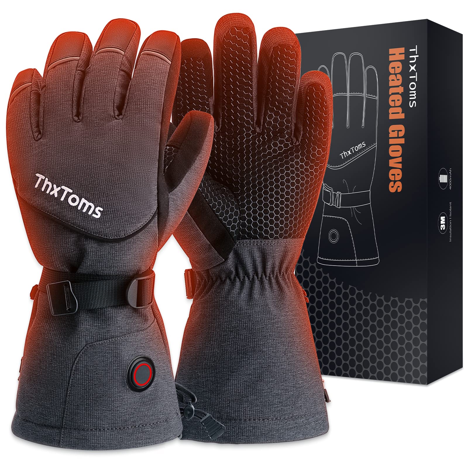 

ThxToms Обогреваемые Перчатки для Холодной Погоды Перезаряжаемые 3000 мАч 5 В Быстрый 3 Температурный Режим Нагрева Температура Сенсорный Экран для и Перчатки, Перчатки, Зарядка, Настройки, серый