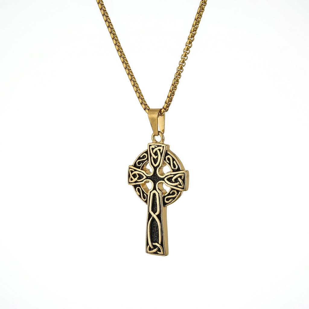 Listed Titanium Steel 65MM Celtic Cross Men's Pendant Gothic Style Stainless Steel Pendant