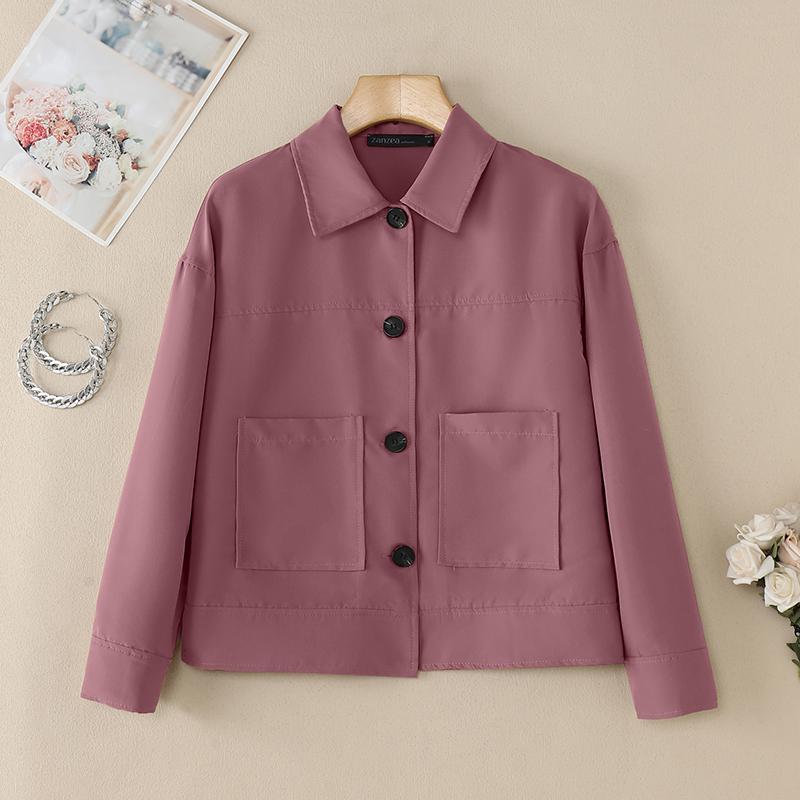 

ZANZEA Женская свободная повседневная блузка с отложным воротником и длинным рукавом XL