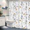 Soft Pastel Floral Shower Curtain - Light Blue, Pale Yellow & Beige Botanical Design, 12 Hooks, Vintage Whimsical Bathroom Decor