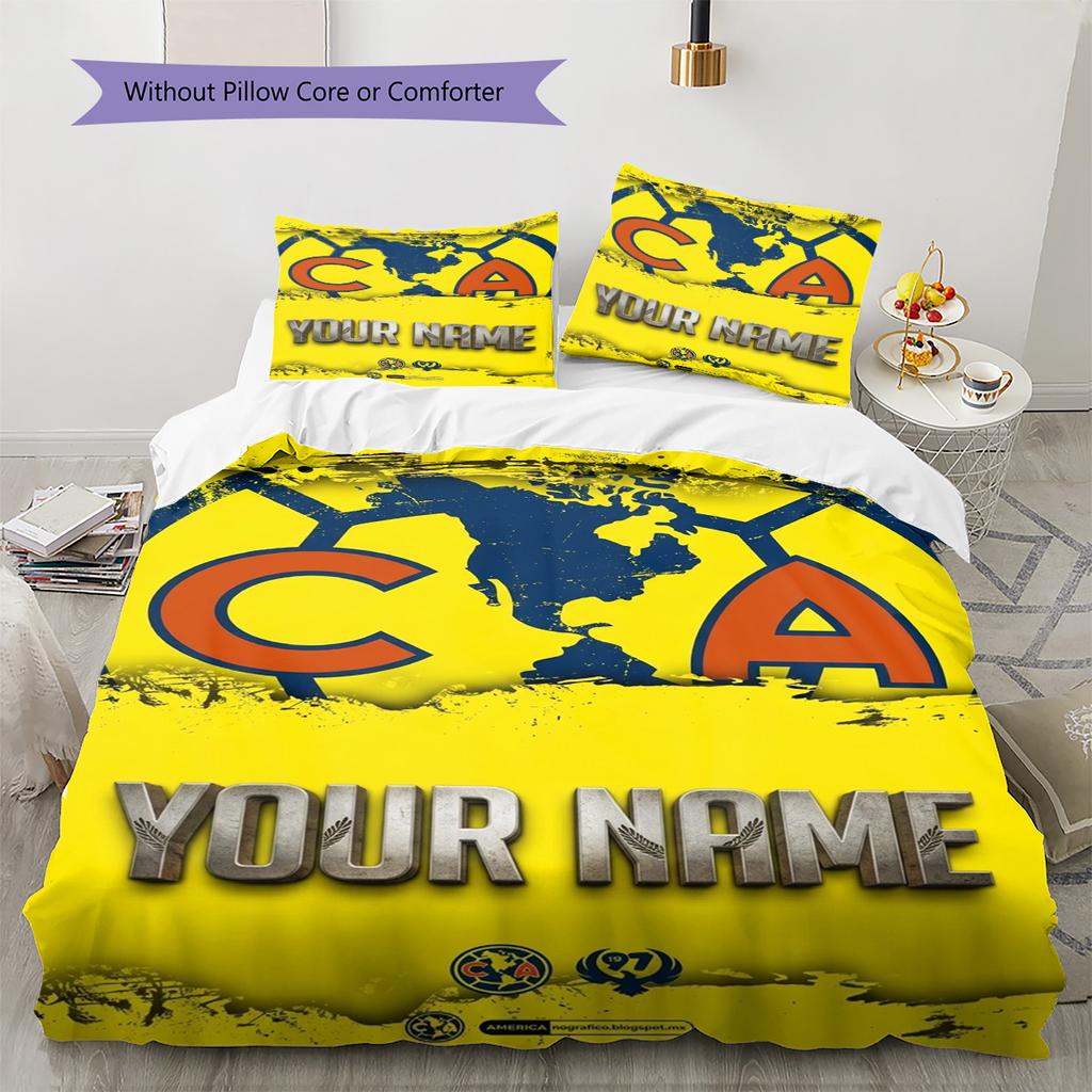 Name Custom Club America Pattern Bedding Set Quilt Cover Pillowcase Home Decor Gift (1 * duvet cover + 2 * pillowcase, without core)
