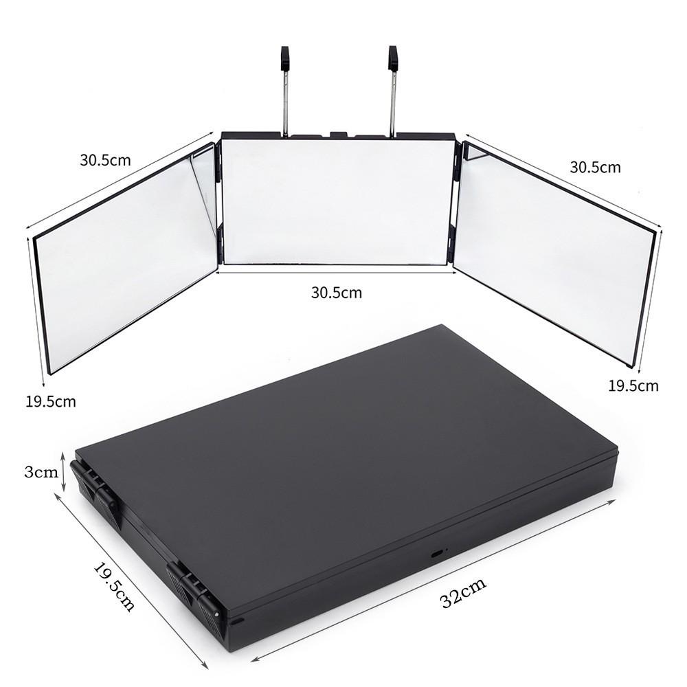 LED Tri-Fold Retractable Hanging Makeup & Barber Mirror with Lights Small Tri-fold Mirror Without Light