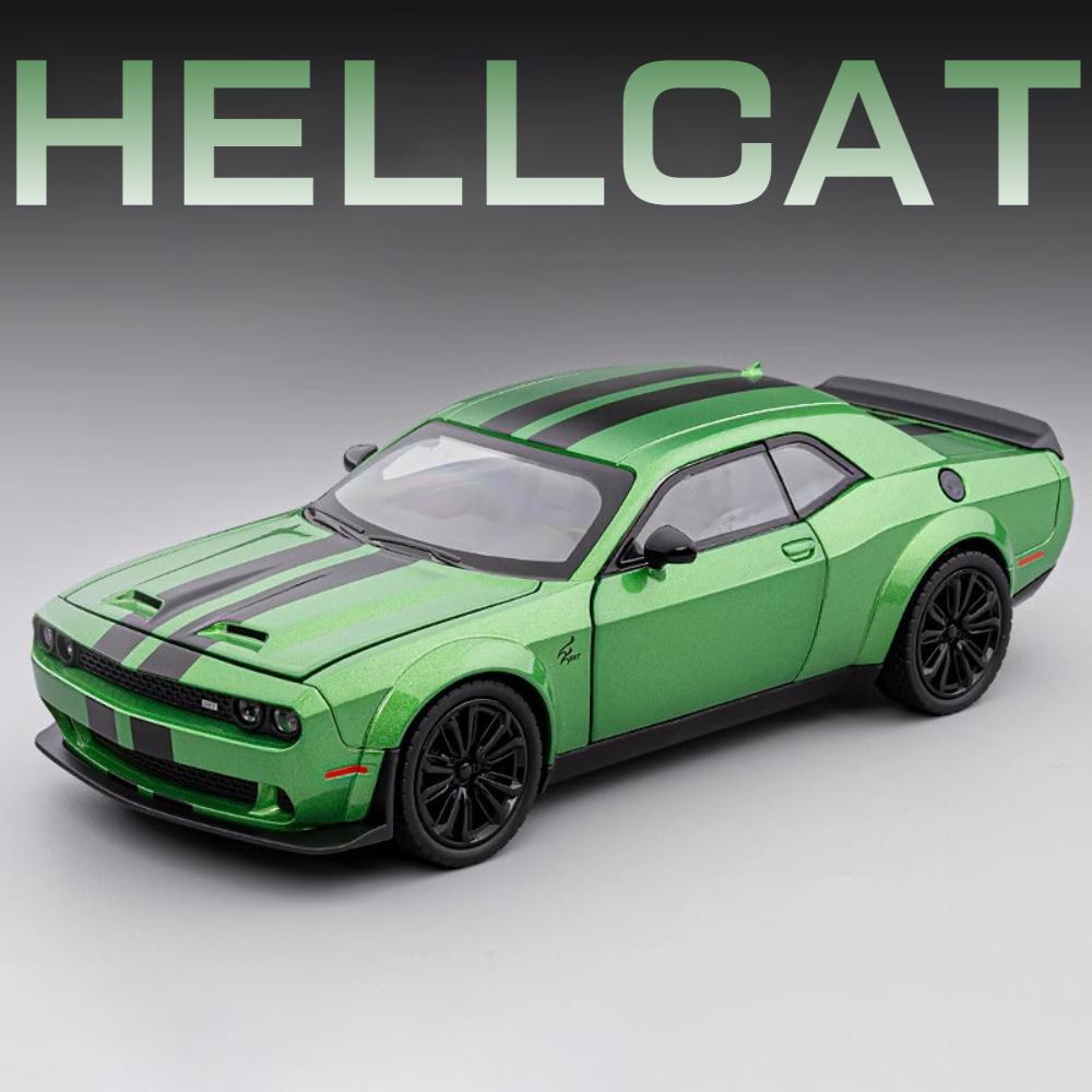 1:22 Challenger SRT Hellcat Demon Eyes Model Autíčka Hračka Slitina Tlakový Odlitek Stahovací Superauto Světlo Zvuk Modely Vozidel Dárky pro Děti
